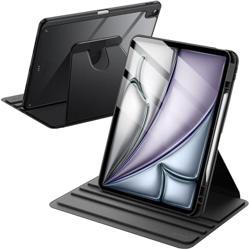 JETech Roterande Fodral för iPad Air 13-Tum M4/M3/M2 (2026/2025/2024) med Pencil Hållare, 360 Grader Roterande Skyddande Stå Case Klar Tillbaka, Automatisk Väckning/Sömn (Svart)