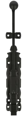 Amig - Perno di sovrapposizione | Serratura per porte e finestre | Chiusura resistente | Acciaio e Zamak | Colore: Nero | 250 x 35 mm | Viti non incluse