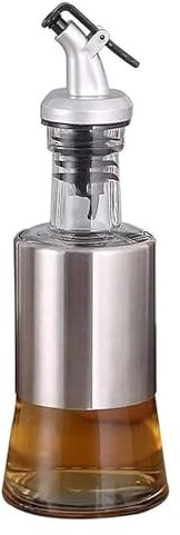 Dispensador de aceite y vinagreDispensador de aceite y vinagre, dos conjuntos Botella Aceitera y vinagrera Acero inoxidable y vidrio Vertedor de acero inoxidable Aderezo