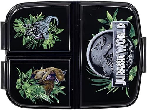 ILS I LOVE SHOPPING Skolan mellanmålslåda med 3 fack plast matlåda barn lunchlåda - BPA fri för JURASSIC WORLD