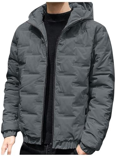 Giacca da Uomo Con Cappuccio Leggera - Giubbino Casual Autunnale, Giubbotto da Lavoro Classico, Solid Color, Invernale Calda