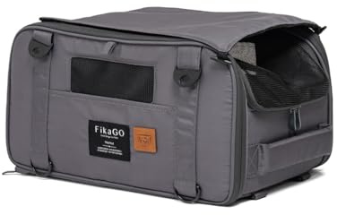 FikaGO 3-in-1 Reise-Tragetasche für Hunde und Katzen Truffle Plus – Rucksack, Schultertasche & Handgepäck (Grau, M)