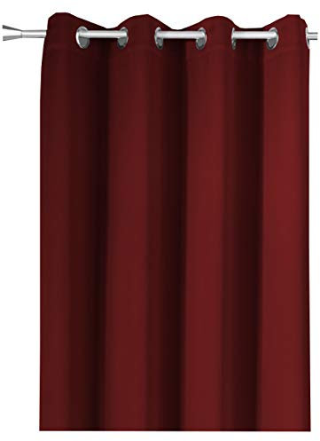 NOVUM fix Verdunkelungsvorhang mit Ösen, Thermoeffekt, Extra lang 350 cm, Kälteschutz und Thermoeffekt, Übergardine, energiesparen (Bordeaux-rot)