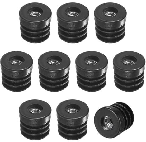 M METERXITY 10-Pack Inserts for Round Tubes with M8 Thread, 1 (25mm) OD Plastic Tube Insert for Chair/Table/Caster, Tubing End Cap Floor Protectors Metal Furniture Legs Glide Plug