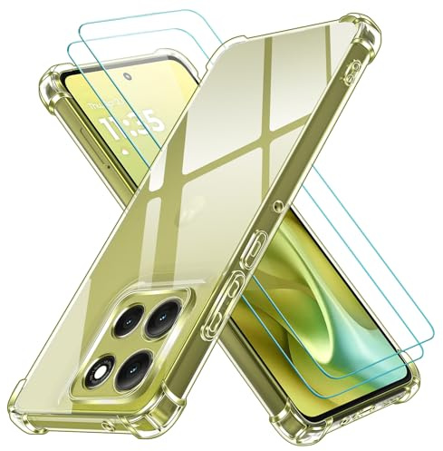 ivoler 3 in 1 Funda para Motorola Moto G86 5G / G86 Power 5G con 2 Piezas Cristal Templado, Transparente Carcasa Protectora Antigolpes Case, Suave TPU Silicona Anti-Choques Caso