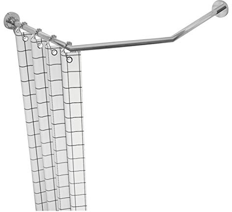 LUMSGN Barra de Cortina de Ducha Curvada sin Taladro, Extensible en Forma de Diamante, con perforación/atornillado, de Acero Inoxidable 304 de Primera Calidad para baño, Color Plateado, 45-56 x 50-