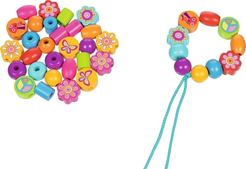 goki 58311 – pärlset Love & Peace – 42-delat pysselset av trä och textil i förvaringslåda, från 3 år – från goki66-serien