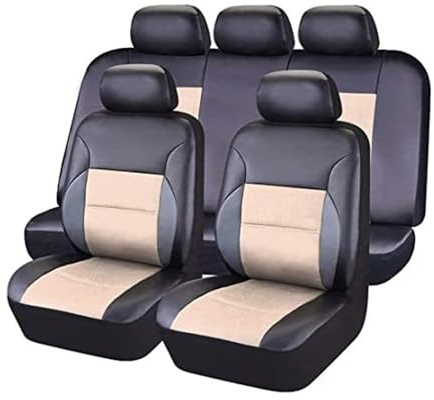 LiYaBaiHuo Auto Schonbezüge für Skoda Fabia Mk2 (5J) 2008-2025, Sets Atmungsaktiv Sitzschoner Bequem Wasserdicht Zubehör,A/Black Beige