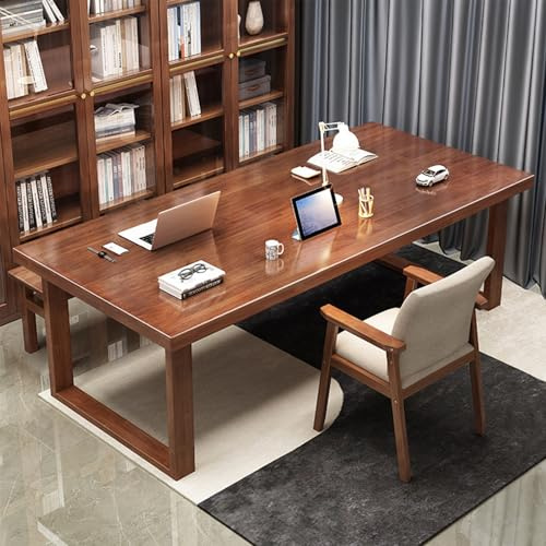 Konferenztisch aus Massivholz für 4–8 Personen, großer Seminartisch mit stabilen Beinen, ideal für Bürobesprechungen und Seminare (Braun, 180 x 80 x 75 cm)