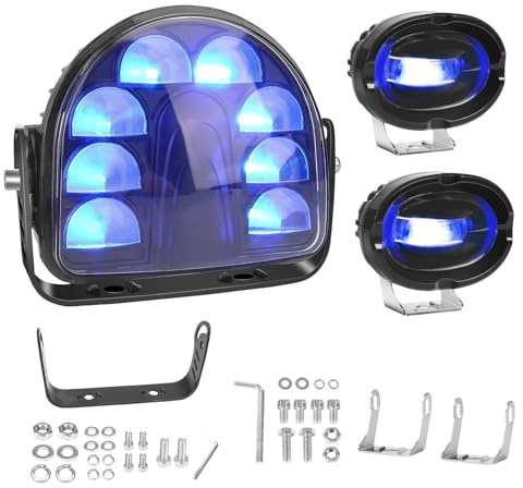 Chelhead Bleu Éclairage Sécurité LED Chariot Élévateur Ligne + Arc 10–80V | 3 feux LED avec 2 lignes droites et 1 arc faisceau LED haute visibilité pour améliorer la sécurité des chariots élévateurs
