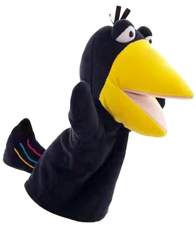 Hohe Qualität – mit Tieren, Rabenpuppe – Handpuppen-Set für Kinder mit funktionierendem Mund, in Rabenform Tier für Kinder für Theateraufführungen