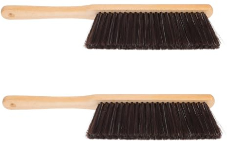 STOBAZA 2 pièces Brosse de Cheminée Bois avec Manche Long Poils Fins pour Nettoyage de Foyer et Âtre Usage Domestique et Professionnel