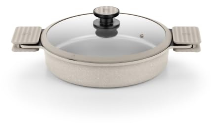 BRA Natural | Cacerola baja 32 cm, aluminio fundido, antiadherente tricapa reforzado, sin PFOA, apta para todo tipo de cocinas, incluida inducción