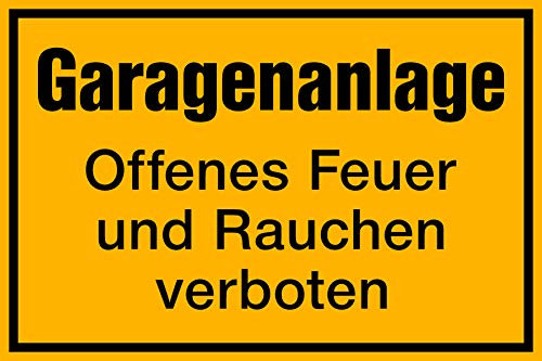Garagenanlage – Schild „Offenes Feuer und Rauchen verboten“ – 300x200 mm – 1,5 mm Kunststoff