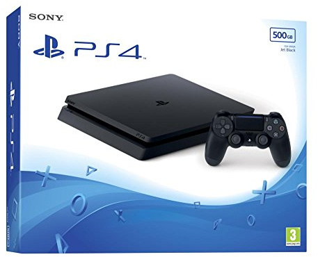 Sony, PlayStation 4 Slim 500 Go, Console PS4 Slim + 1 Manette Sans Fil DUALSHOCK 4 V2, Châssis F, Couleur : Jet Black