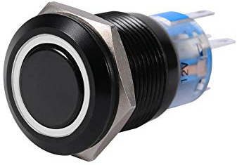 Keenso Interruttore a Pulsante LED per Auto, 4 Colori 19 mm 12 V LED ON/OFF Impermeabile Autobloccante Pulsante Flate Interruttore (Bianco)