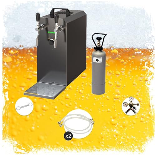 Set Complet - Pompe à bière Stream 50 Coffret de bière, Pompe à bière, Refroidisseur instantané à 2 Voies Refroidisseur à Sec, jusqu'à 55 l/h - Black, Tête de soutirage:1-Adaptateur 5 litres, 2-sans