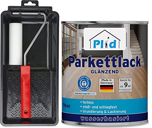 plid® Vernice trasparente parquet - Lucida, per sigillare sughero, parquet e pavimenti in legno, scale e mobili da interno. Resistente agli urti e durevole. Made in Germany 0,75L Set
