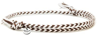 Nato Cuff - Geflochtenes Baumwollarmband - Handgefertigt in Frankreich - Edelstahlmedaille 316L - Herren Damen Verstellbares Juwel