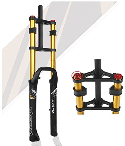 HSQMA 26x4.0'' Grasa Bicicleta Horquilla De Suspensión 140mm Recorrido Aire Horquilla Doble Hombro Ajuste De Rebote QR 9mm 1-1/8 Recto Horquilla para XC/DH MTB Nieve Bicicleta Eléctrica
