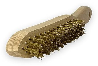 Drahtbürste Messing, 4-Reihig, mit Holzgriff, extrem widerstandsfähige Borsten, zum Reinigen und Entrosten von hartnäckigen Verschmutzungen, made in germany, DIE BÜRSTE