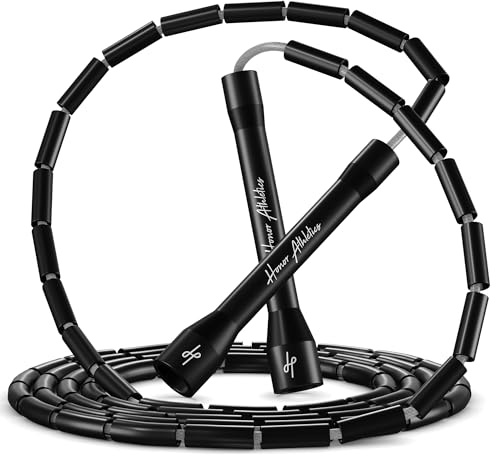 Honor Athletics 2.0 Beaded Jump Rope - Adjustable with Unbreakable Handles & Shatterproof Beads for Enhanced Fitness Training, Black Wave