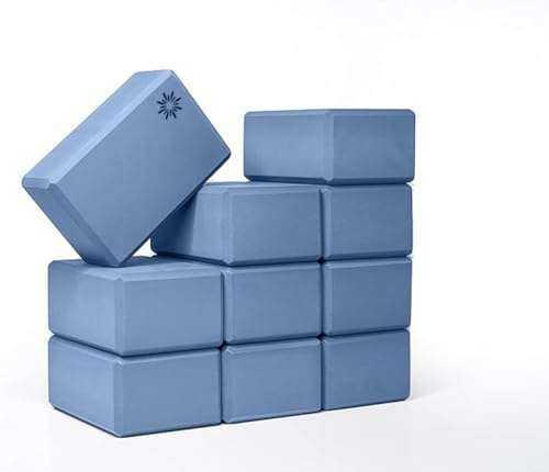 Sunshine Yoga 4 Yoga Block, 10 Pack Bulk EVA Foam Yoga Blocks, Firm and Supportive Yoga Brick, Balance Foam for Stretching, Pilates, and Workout, 4 x 6 x 9, Slate