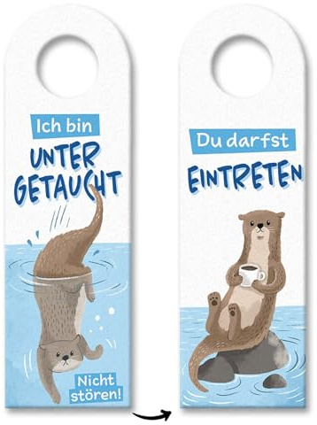 Ich bin untergetaucht - Nicht stören Türhänger mit niedlichem Otter für Tierliebhaber und Otterfans lustiger Otter Motiv Kaffeetasse Türschild Türanhänger Männer taucht ab Du