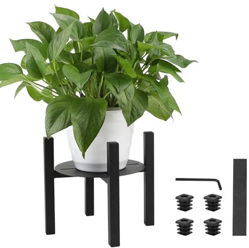 lalago Verstellbarer Pflanzenständer Blumenständer, 21cm hoch Pflanzenständer Blumentopfständer aus Metall , Blumenhocker Planzenhocker mit Tablett von 24 bis 36 cm Durchmesser für Blumentopf