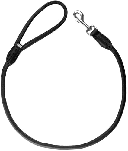 HUNTER Round/Soft Canadian UP Hundeführleine | Rindsleder, mit Handschlaufe, rundgelegt, Made in Germany, Farbe: Schwarz, Größe: 10/100