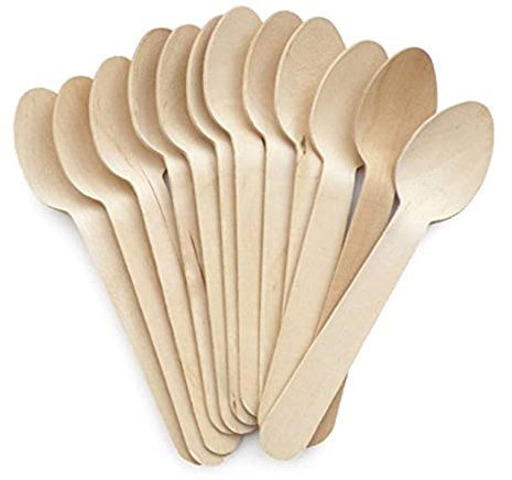 FPDZMDH Cuillères en Bois jetables-Bois de Bouleau Naturel de 6.5 Pouces, Couverts écologiques, biodégradables et compostables/59/1302 (Color : Spoon, Size : Spoon)