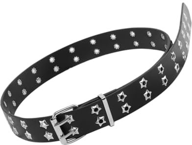 COSMEVIVI Gürtel Für Damen Mit Sternen Nieten Punk Stil Jeans Gürtel Verstellbarer Taillengürtel Für Kleider Und Hosen