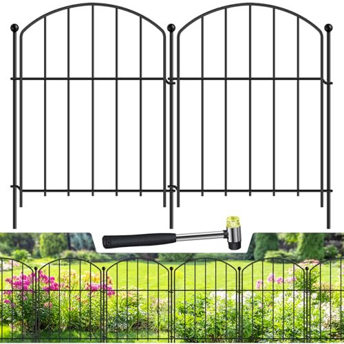 Decorative Garden Fence 17in x 10ft, 10 Pack Rustproof Metal Animal Barrier Fence, Arched Flower Bed Edge Decorative Rabbit and Dog Ground Defense No-Dig Fence for Patio Patio Outdoor