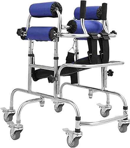 Gehhilfe für Menschen mit Zerebralparese/mit Behinderungen - Klein mit Sitz, Griffen, 6 Rädern, Groß, Schwerer Stahlroll-Gangtrainer-Gehgestell für Senioren