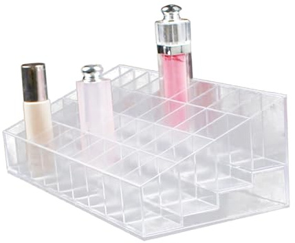OFFIGAM Organizer Per in Plastica Trasparente Da Spazi Porta Rossetto e Lucidalabbra Organizzatore Di Cosmetici e Trucchi Per Bagno e Desktop