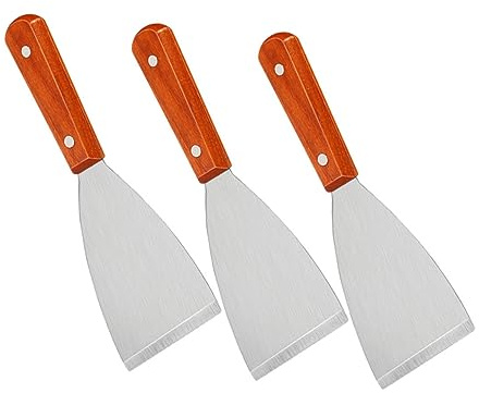 Gatuida 3pièces Lot de Spatules Cuisine Acier Inoxydable Manche Bois Pelles Steak Pizza