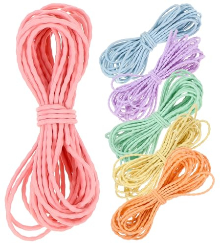 OKUMEYR Cuerda Elástica Multicolor de 5 Metros para Pulseras y Collares, 6 Piezas para Crear Accesorios de Moda y Coleteros Finos