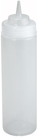Winco 16 oz Clear Plastic Squeeze Bottles Wide Mouth (Set of 6)