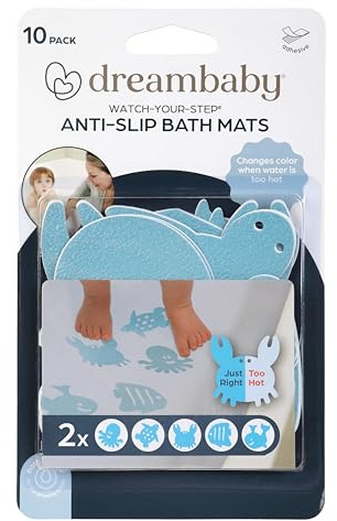 Dreambaby F128 Inserti Antiscivolo con Indicatore di Temperatura, 10 Pezzi, Multicolore
