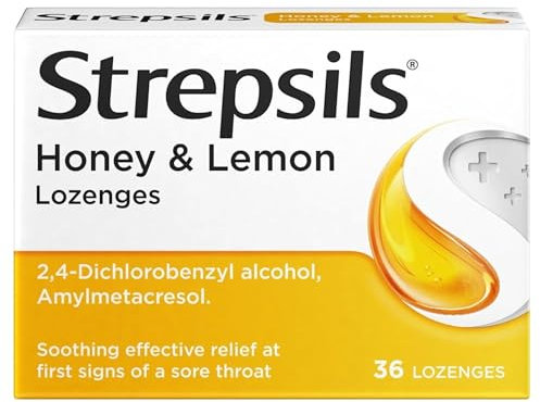 Strepsils Honey Lemon Lozenges, 36 Count - Fast Acting Sore Throat Relief, Soothes Fights Viral/Bacterial Infections, Effective Medication For Quick Comfort