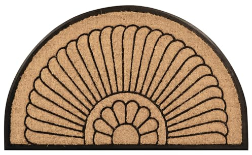 Notrax All Weather Rubber-Backed Natural Coco Coir Half Circle Door Mat – 24 x 39 Fade Resistant Large Front Door Mat Outside Entrance, Porch, Entryway – Indoor or Outdoor Use – C04S2439CR