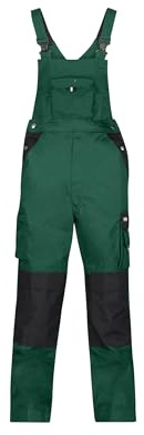 DASSY® Versailles Zweifarbige Arbeitslatzhose mit Kniepolstertaschen - Größe 54 - FLASCHENGRÜN/SCHWARZ