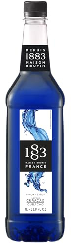 1883 Maison Routin Premium Blue Curaçao Syrup, 1 Litre PET Bottle | Flavoured Syrup, For Coffee, Tea, Cocktails, Iced Drinks & Desserts, Made with Pure Cane Sugar, No Artificial Colours, Vegan