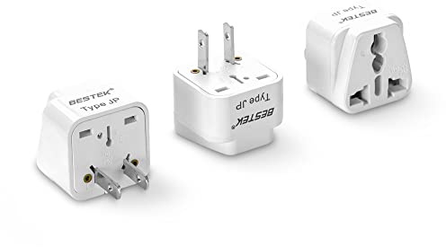 BESTEK Japan Travel Plug Adapter, Grounded Universal Type A Plug Adapter JP to US Adapter - Ultra Compact for US, Japan, China Phones, Laptops, Camera Chargers and More, 3 Pack