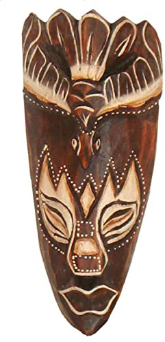 Woru Maske bemalt 20 cm, Holz-Maske aus Bali, Wandmaske