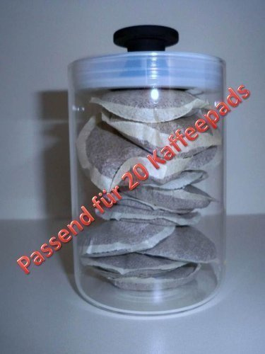 Coffee pads Dose Glas m.Vaccumdeckel von James Premium® passend für 20 Kaffeepads