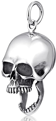 MATERIA Totenkopf Anhänger für Halskette gothic antik - 925 Silber Medaillon Schädel hohl und aufklappbar #KA-82