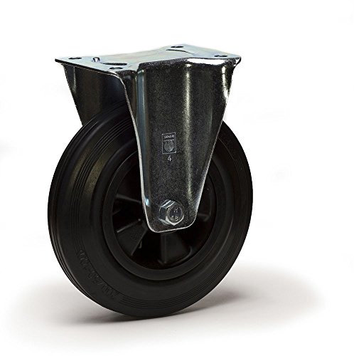 Roulette fixe diamètre 125 mm caoutchouc noir - 100 Kg