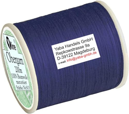 1 Stück Spule a. 200m Obergarn, Baumwoll - Nähfaden, blau (mittelblau), Ne 50/3, für die Nähmaschine Nähgarn Garn, 2971
