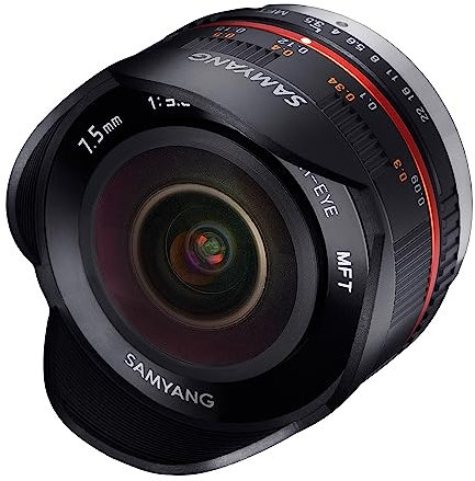 Samyang MF 7,5mm F3,5 Fisheye MFT schwarz - APS-C Sensor, 180° Bildwinkel, ideal für Reportage & enge Räume, UMC-vergütete Glaslinsen, kompakte Bauweise - inkl. Tasche